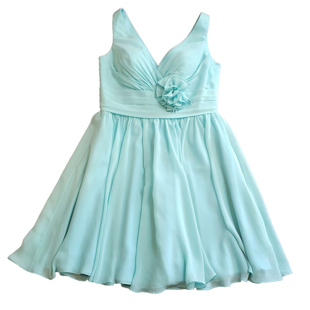 CHRISTINA WU chiffon dress pastel aqua blue easter spring wedding guest dress 12